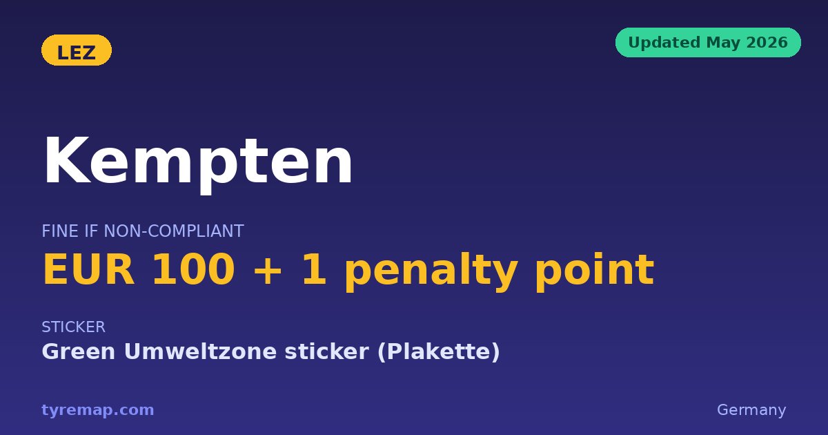 Kempten Has No Umweltzone — Nearest Is 83 km (2026) key facts visual
