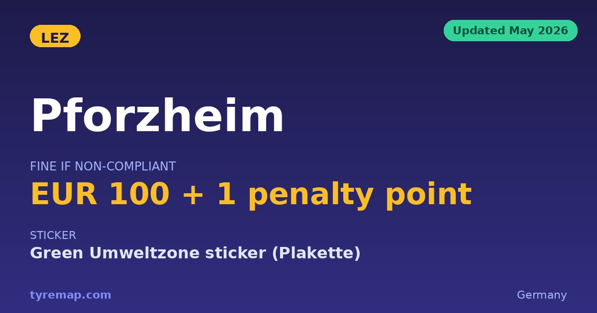 Pforzheim Umweltzone 2026: Green Sticker, EUR 100 Fine key facts visual