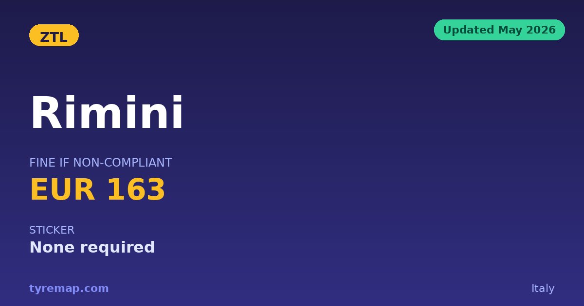 Rimini ZTL 2026: The Fine Is €163, Not a Euro-Class Charge key facts visual