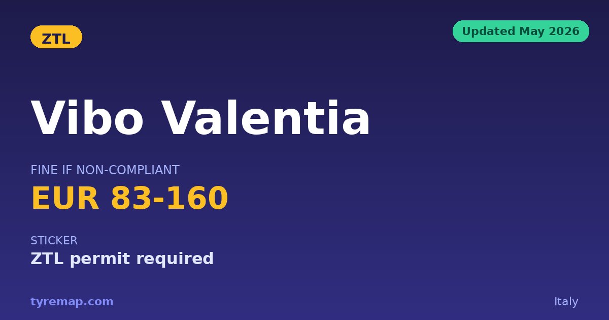 Vibo Valentia's ZTL 2026: Permit Zone, €83-160 Fine key facts visual