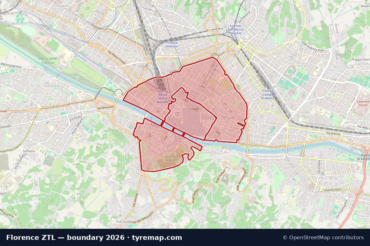 Map of the ZTL boundary in Florence, 2026